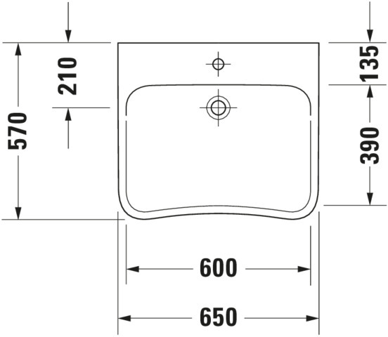 Duravit Waschtisch DuraStyle Vital Med 650 mm ohne ÜL, mit HLB, ohne HL, weiß WG