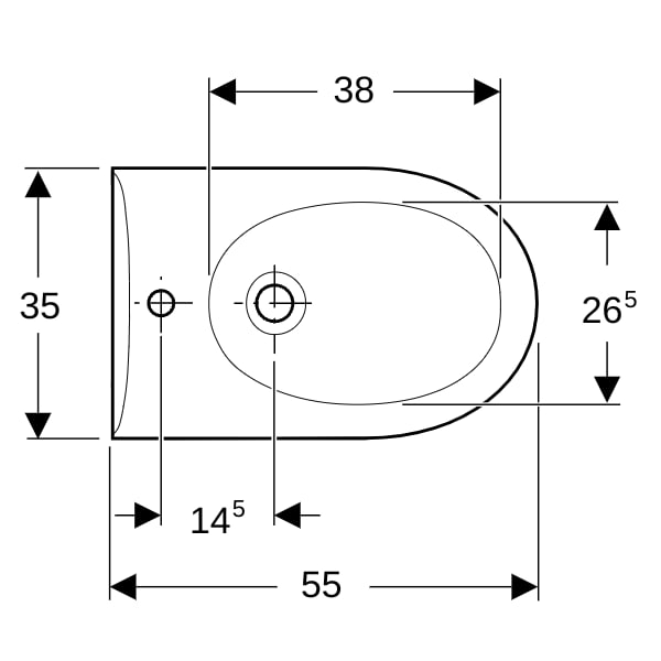 Geberit Renova Wandbidet mit Überlauf, weiß, KeraTect