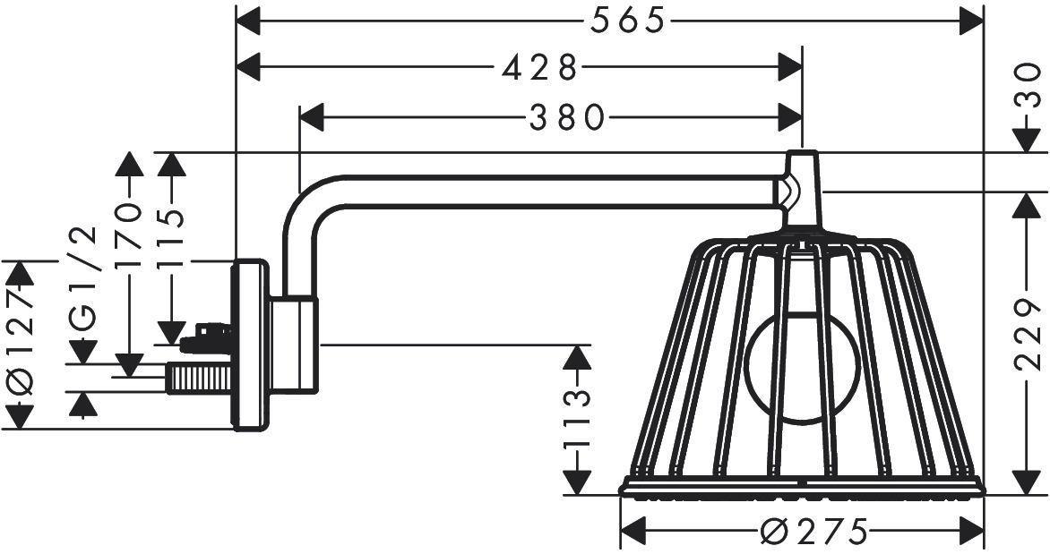 Hansgrohe Kopfbrause Axor Nendo m.Brausearm PGO