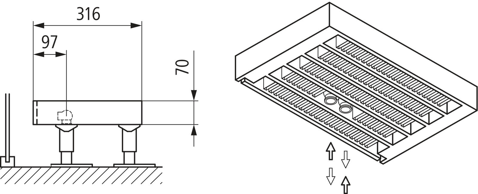 Kermi Kon m. Str. Typ55 BH280x316x2200 QN6314, weiß, 6bar, m. Abd., AB Uni.