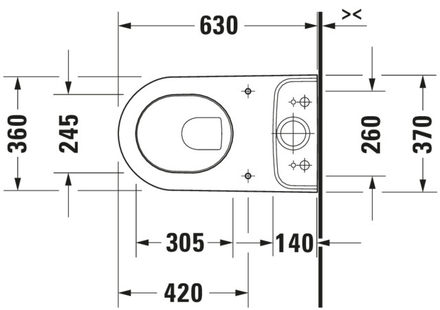 Duravit Stand-WC Kombi Darling New 630 mm Tiefspüler,f.SPK,Abg.Vario,weiß,HYG