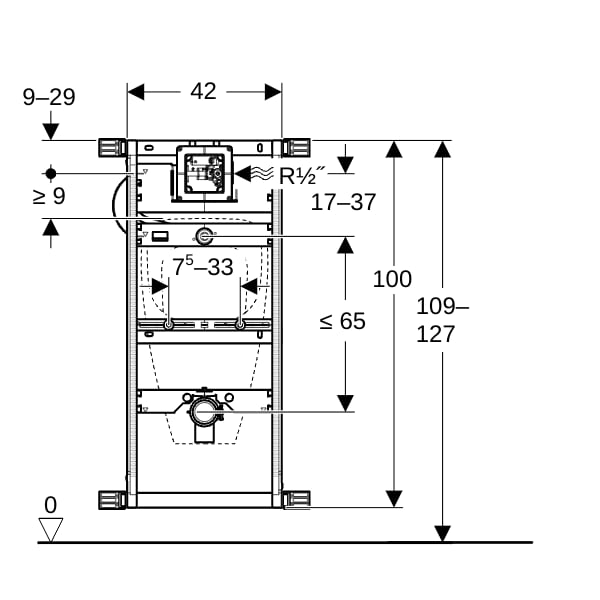 Geberit Kombifix Element für Urinal 109-127cm Universal