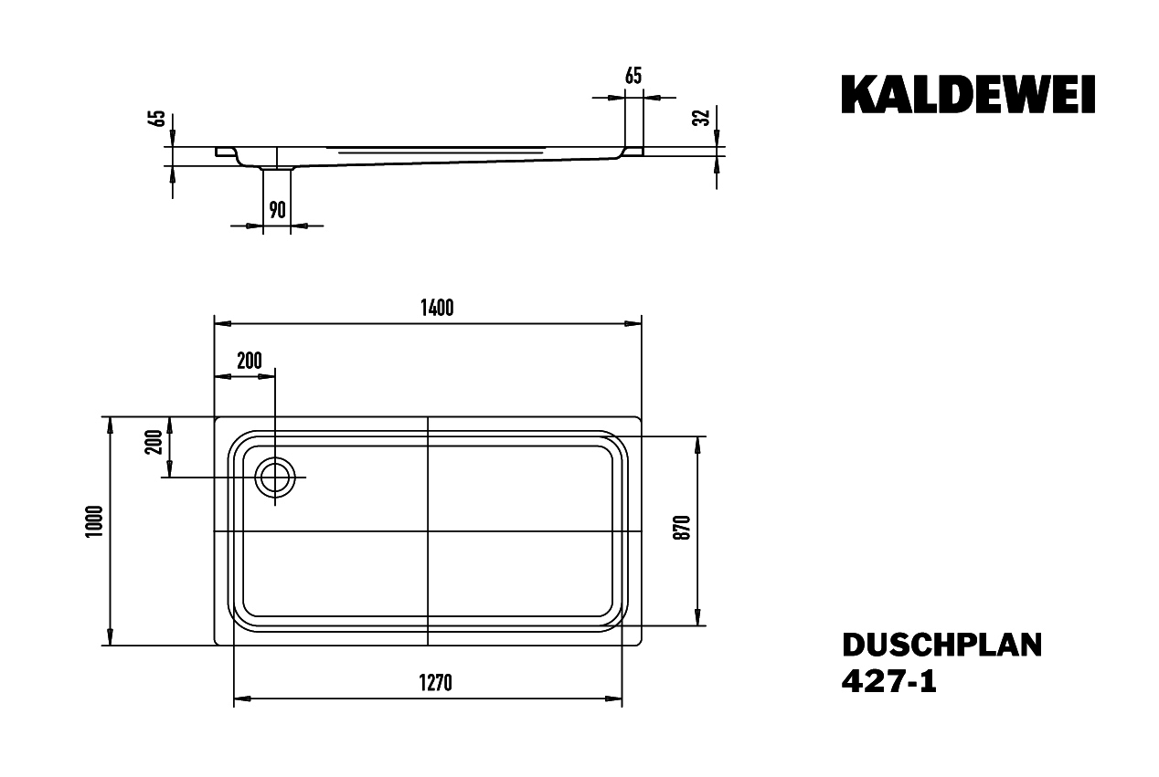 KA DW DUSCHPLAN Mod.427-1,1000x1400mm, alpinweiß,Perl-Effekt
