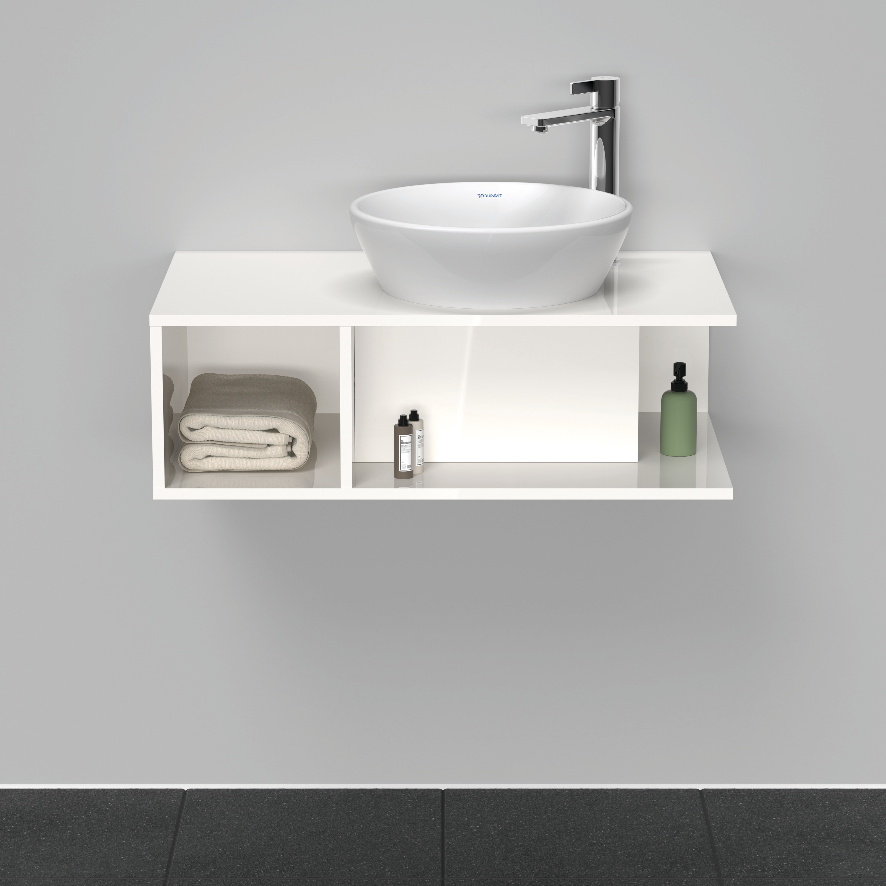 DU D-Neo WTU wandh.,1 offenes Fach l., 260x800x480mm, Weiß Hochglanz