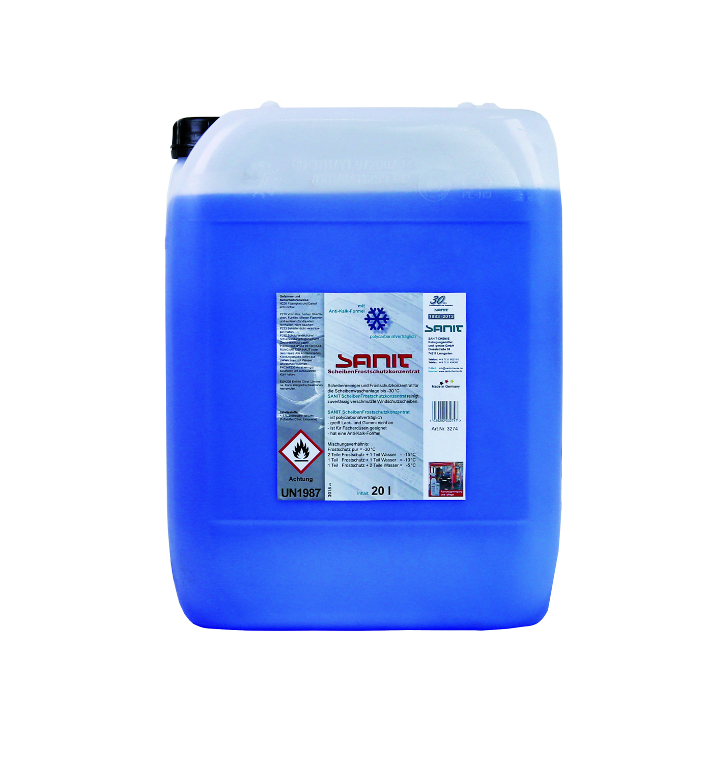 SANIT-CHEMIE Scheibenfrostschutzkonzent. bis -30 Grad C (20 l Kanister)