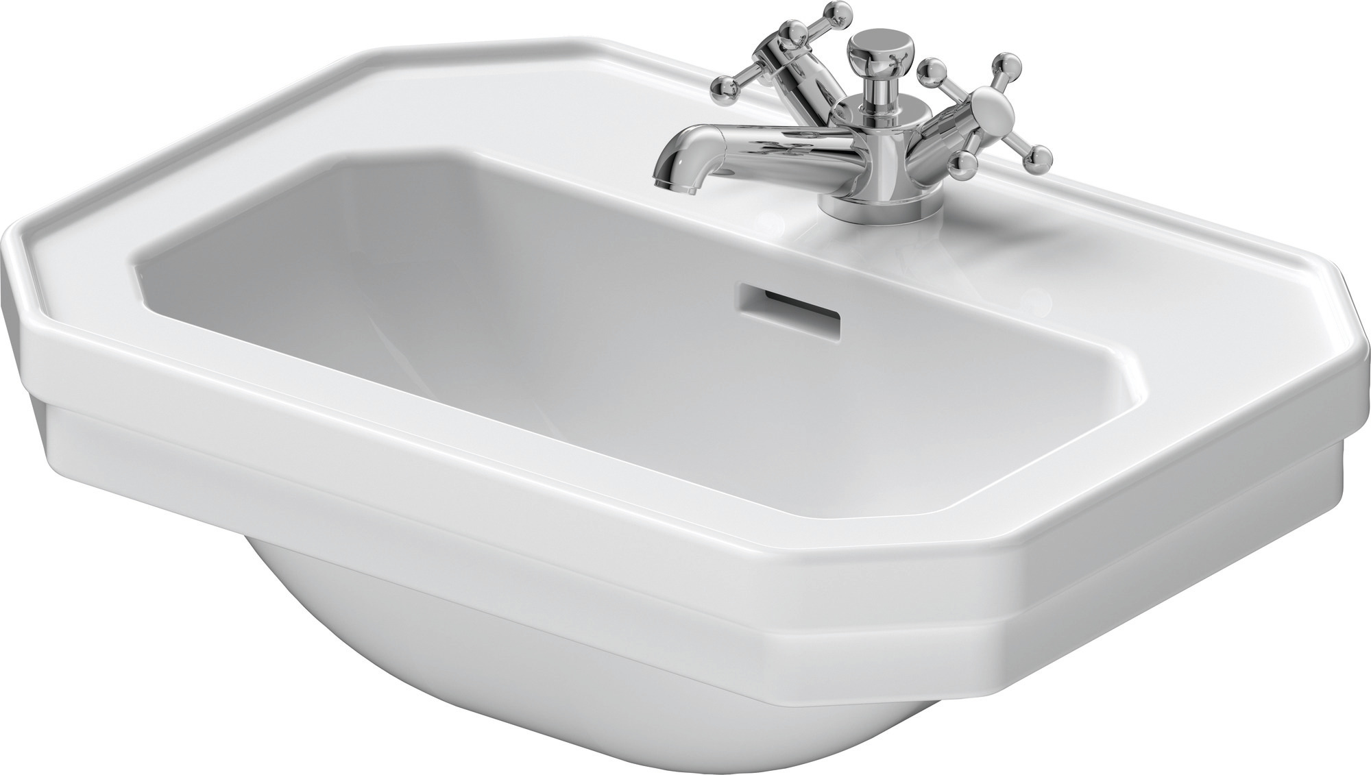 DU Handwaschbecken 1930 500 mm mit ÜL, mit HLB, 1 HL, weiß