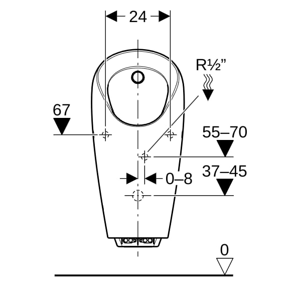 Geberit Selva Urinal, mit integr. Strg. Gen. Zulauf hinten, weiß
