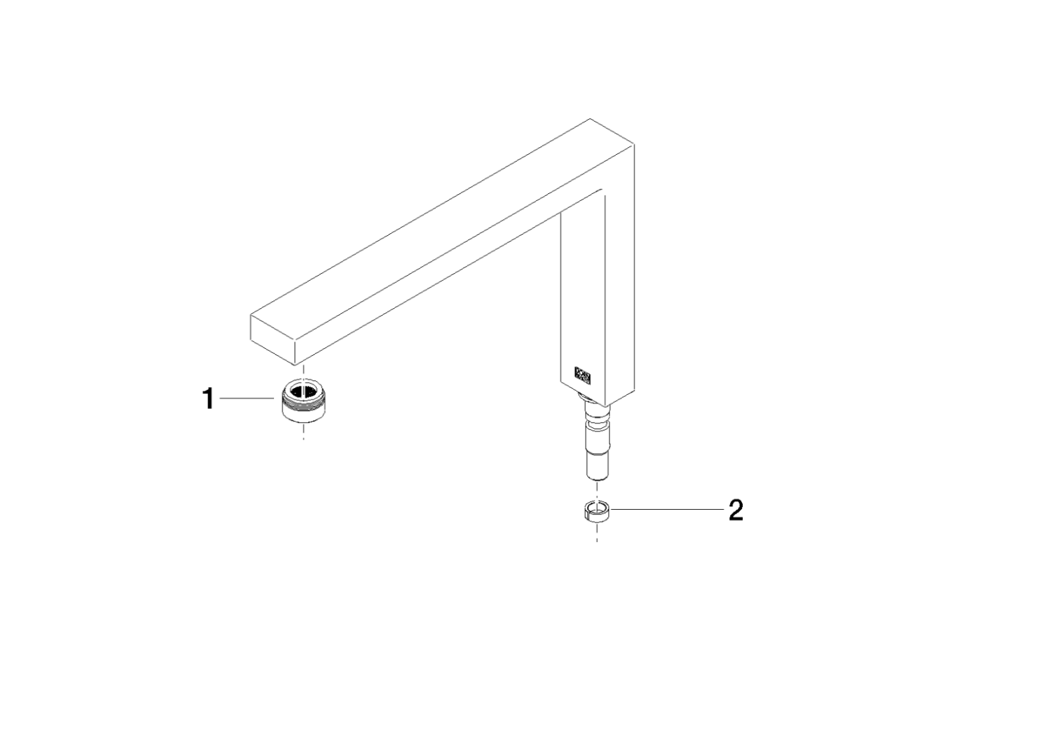 DO Auslauf ET 90110618906 272 x 171 x 36 mm, 5,7 l/min. Platin gebürstet