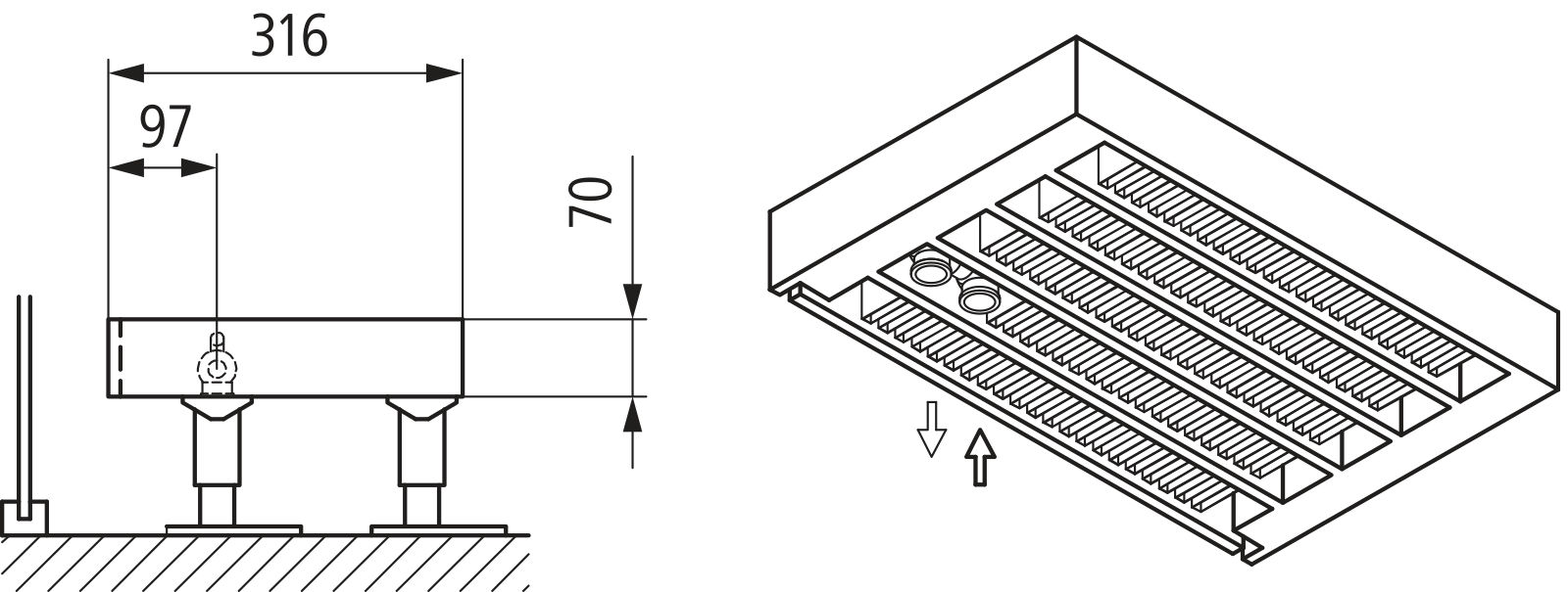 Kermi Kon m. Str. Typ55 BH280x316x1400 QN4018, weiß, 6bar, m. Abd., AB Uni.