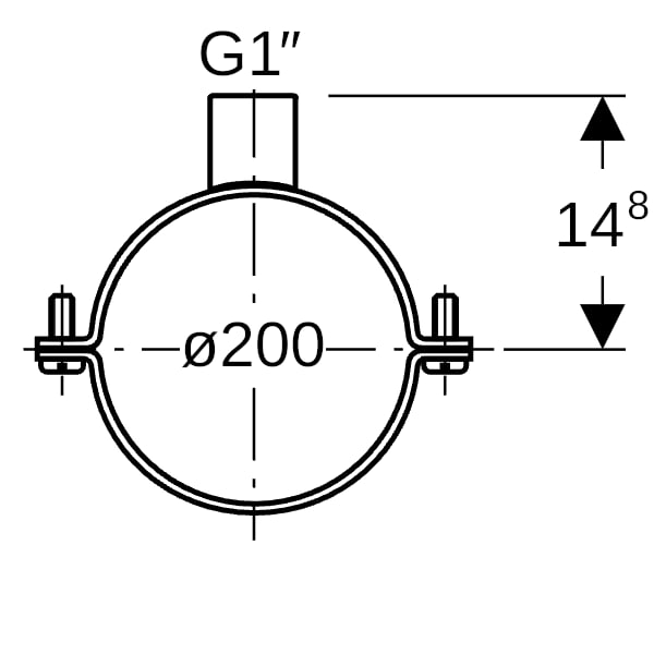 Geberit Rohrschelle mit Gewindemuffe G1 d200