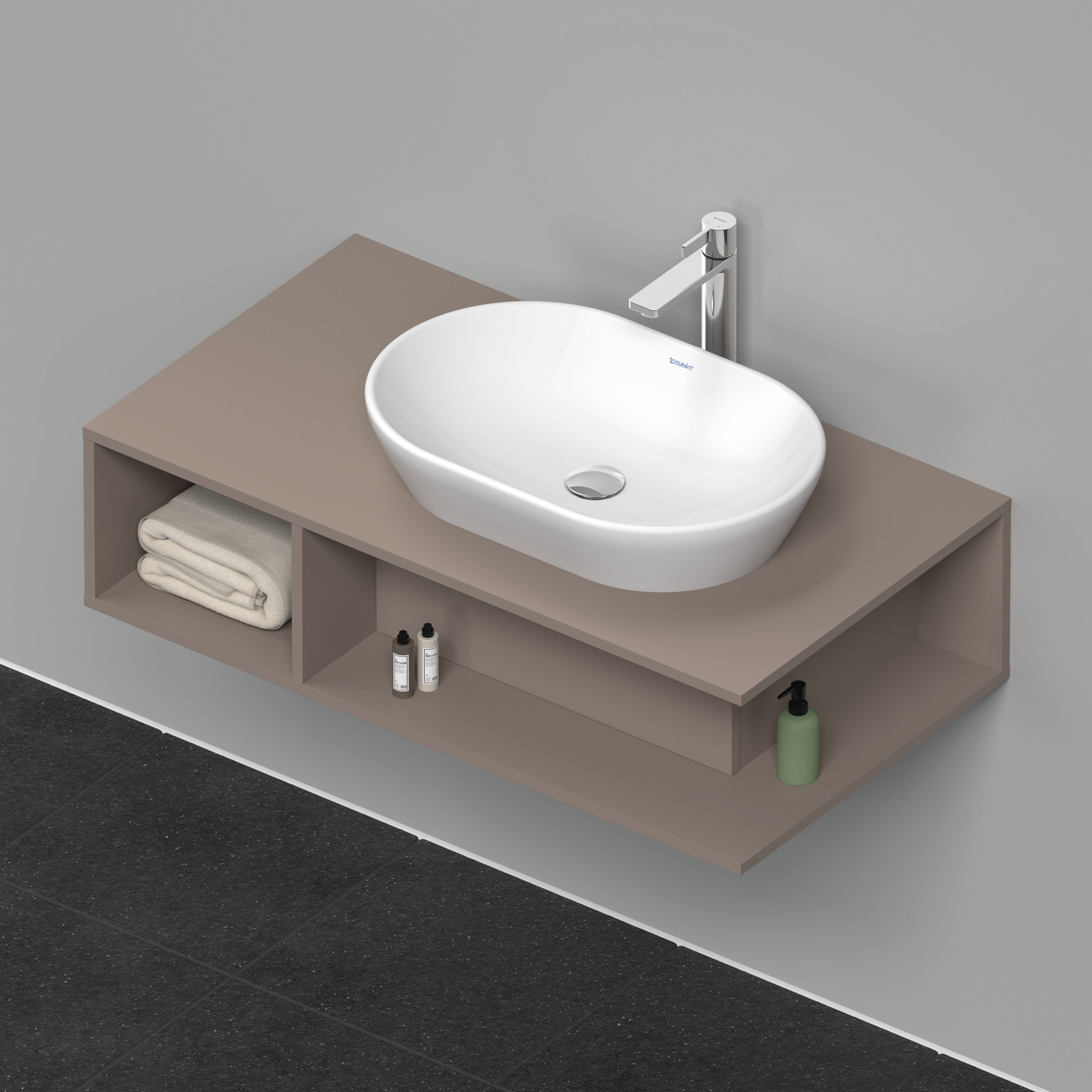 Duravit D-Neo WTU wandh.,1 offenes Fach l., 260x1000x550mm, Basalt Matt