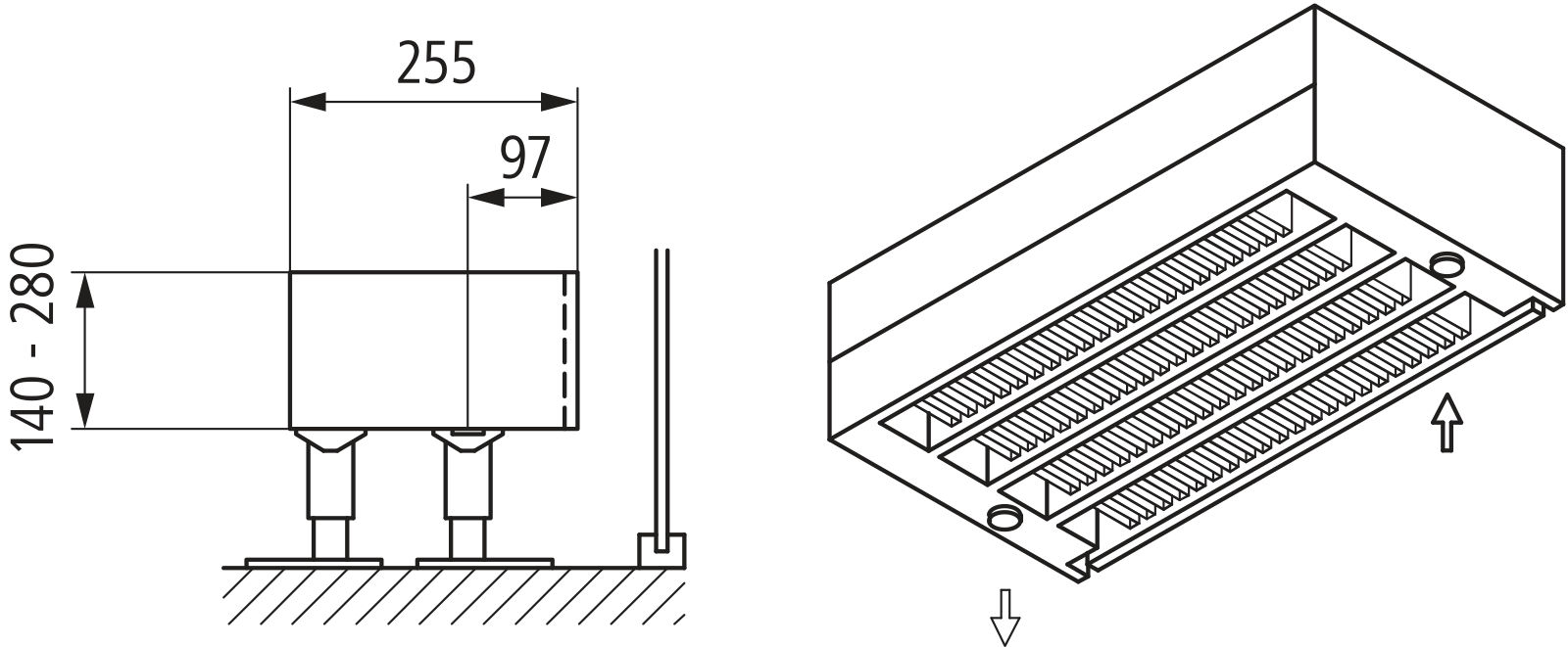 Kermi Kon m. Str. Typ44 BH280x255x1300 QN2817, weiß, 6bar, m. Abd., AB Uni.