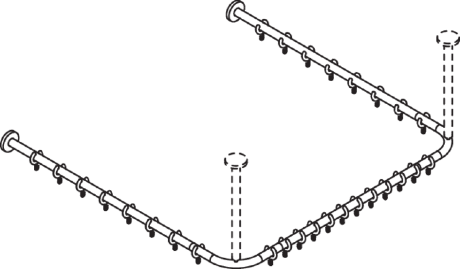 HEWI VH-Stange, d:25, A1/A3=987, A2=965, 28 Ringe, chrom