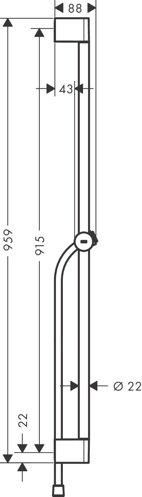 Hansgrohe Brausestange Unica/Pulsify 900mm mit Push Schieber und Brauseschlauch chrom