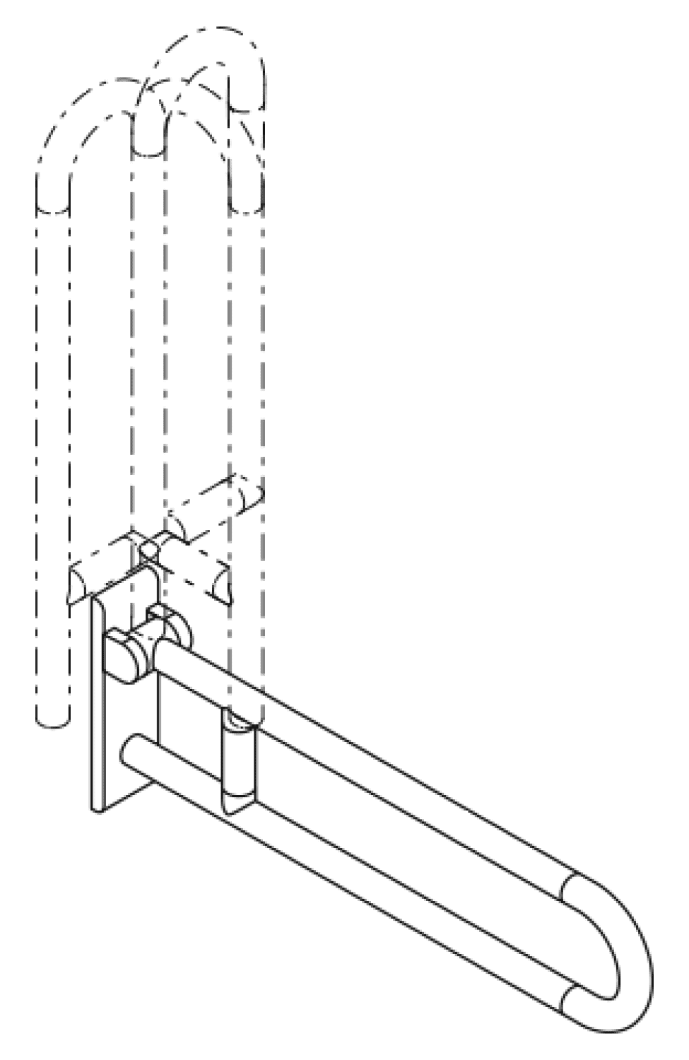 HEWI Stützklappgriff drehb. Ser 801, L:750mm, Stahlkern anthrazitgrau