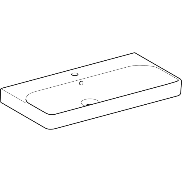 Geberit Smyle Waschtisch, eckig, 90x48cm m. Hl., m. Ül., weiß, KeraTect