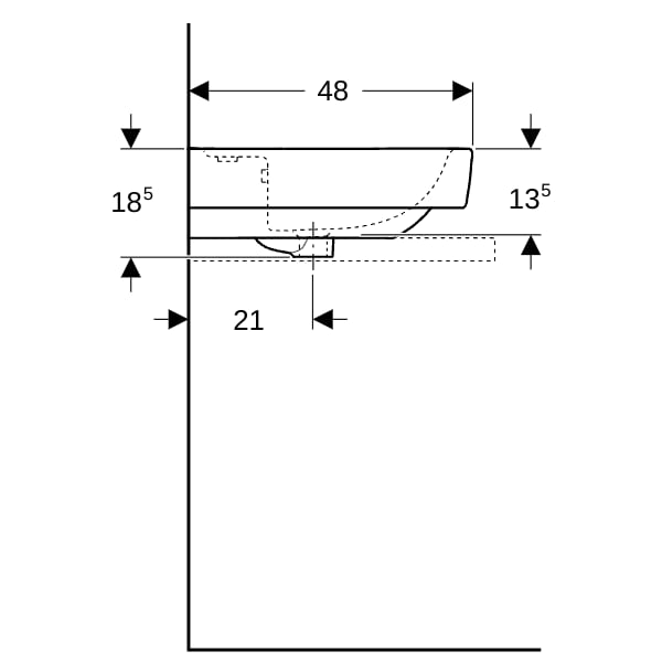 Geberit Renova Plan Aufsatzwaschtisch 75x48cm m. Hahnloch, m. Ül., weiß, KeraTect