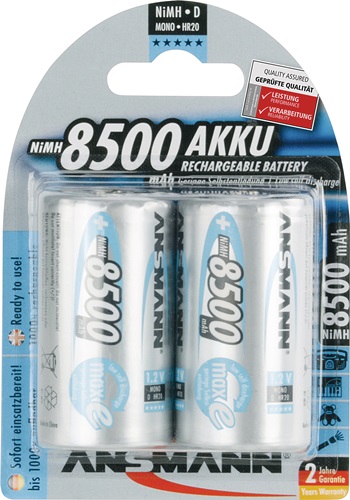 Akkuzelle maxE 1,2 V 8500 mAh R20-D-Mono HR20 2 2St./Blister ANSMANN Akkuzelle maxE 1,2 V 8500 mAh R20-D-Mono HR20 2 2St./Blister ANSMANN