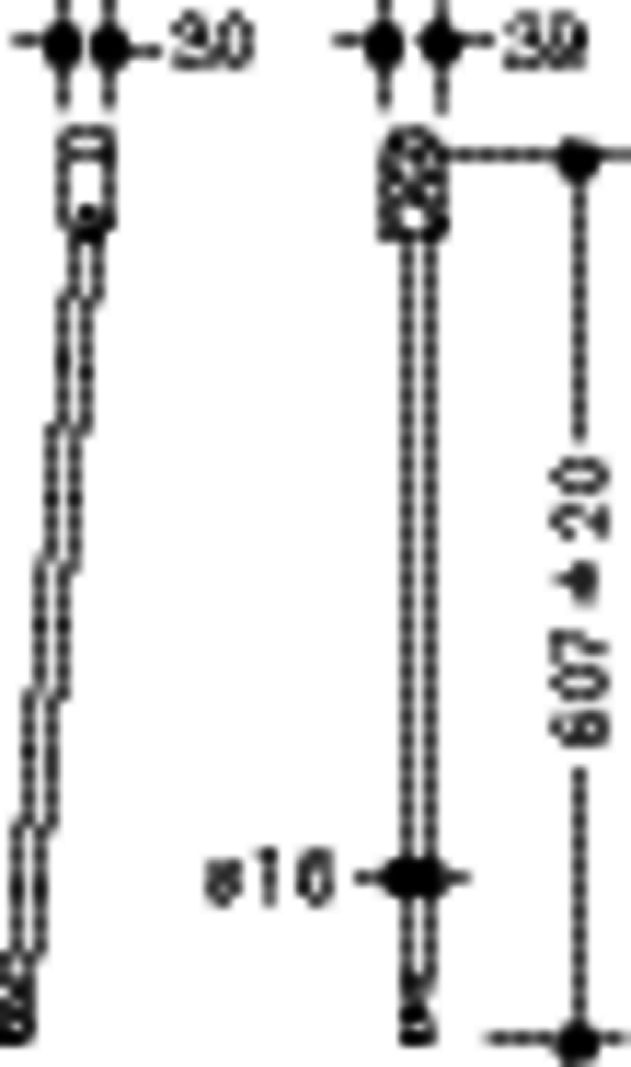 HEWI Bodenstütze f.SK-Griffe 805.50., L:607mm, Edst., Anb. farbig reinweiß