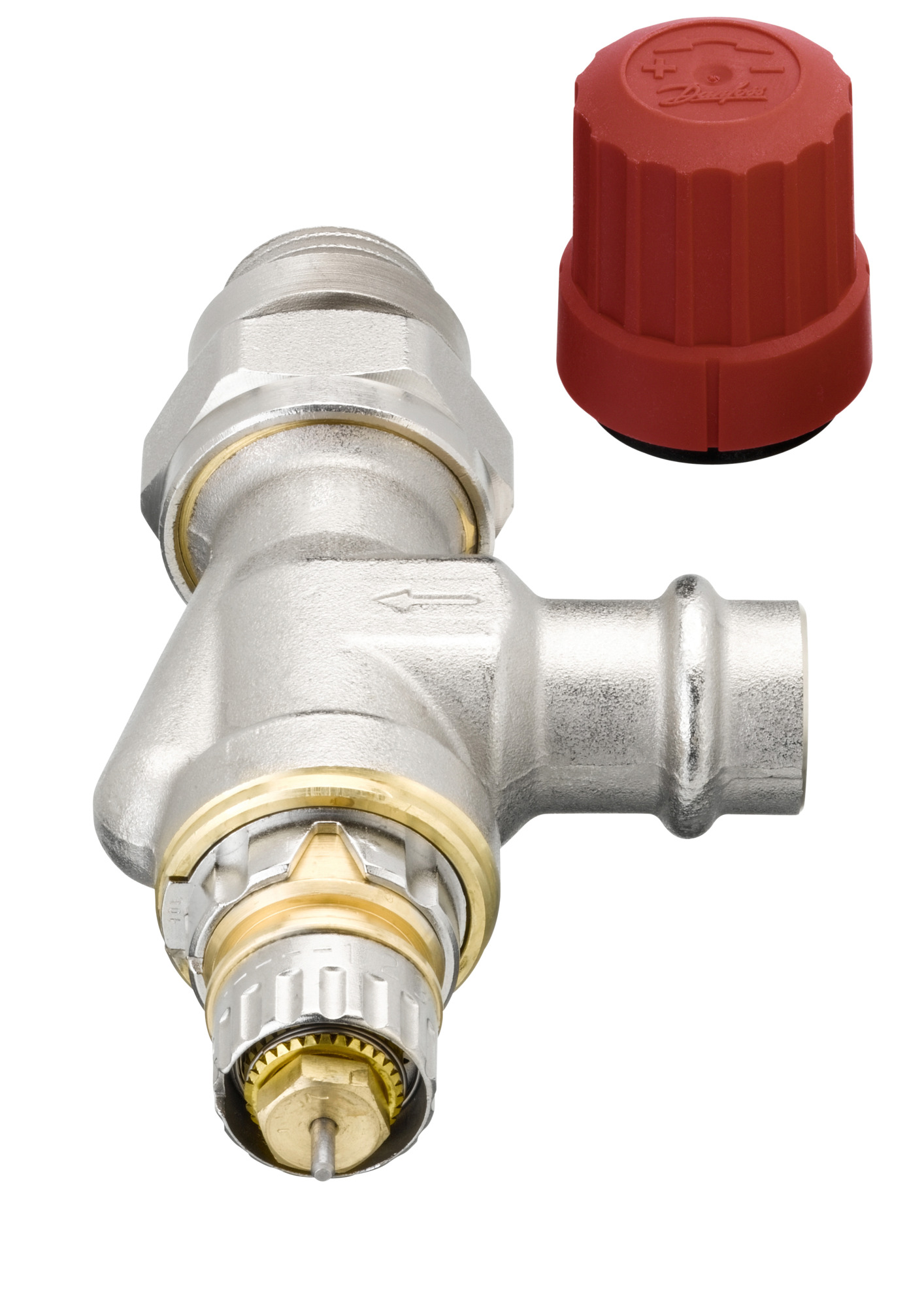 Danfoss Ventilgehäuse RA-N 15 Pressfit R 1/2, UK, matt vernickelt