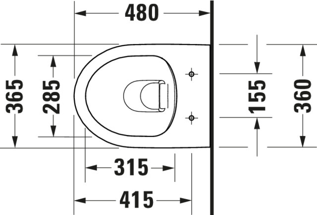 DU Wand-WC Duravit No.1 Compact 480mm, Weiß, Tiefspüler, rimless
