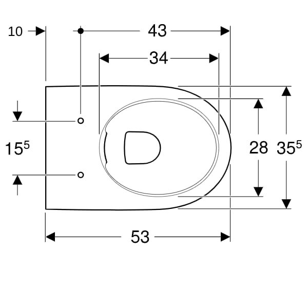 Geberit Renova Comfort WWC Tiefspüler, erhöht geschlossene Form, Rimfree, weiß