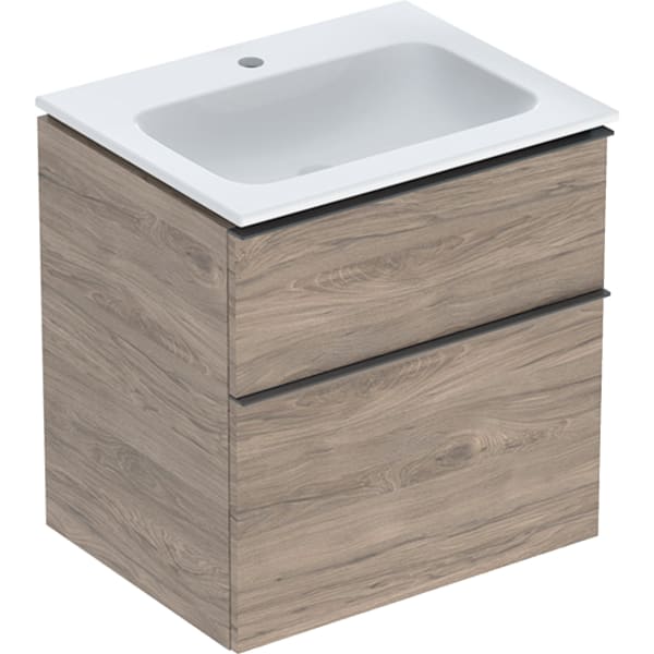 Geberit iCon Set MWT m. US, 2 Schubl. 60x63x48cm, Nussbaum/Gr. lava/KeraTect