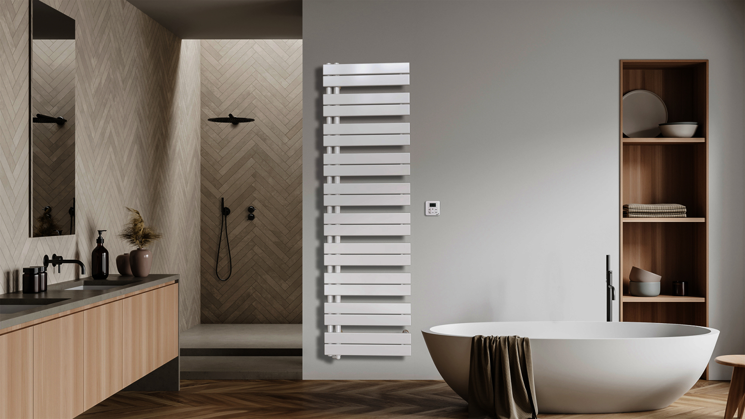 ZE Design-HK Roda Duo, links, elektr. ROIL-180-60/GD 1887x80x550, RAL 9016