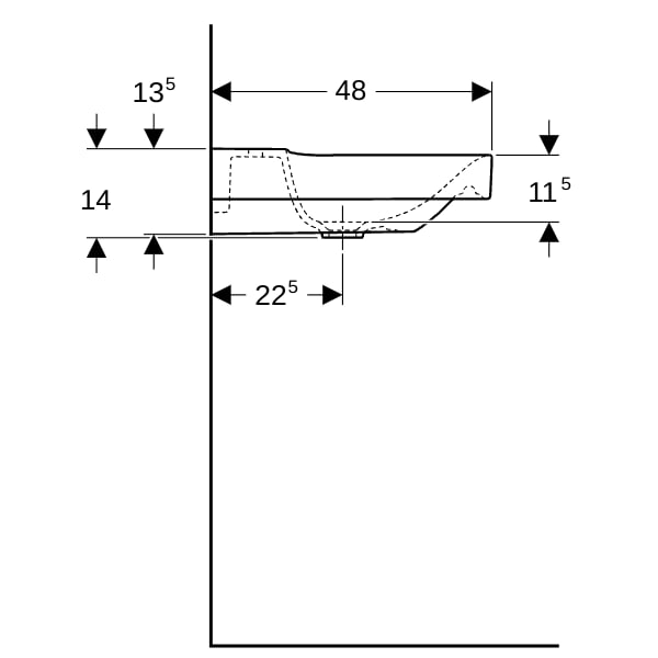 Geberit Xeno2 Waschtisch, 60x48cm m. Hl., o. Ül., weiß, KeraTect