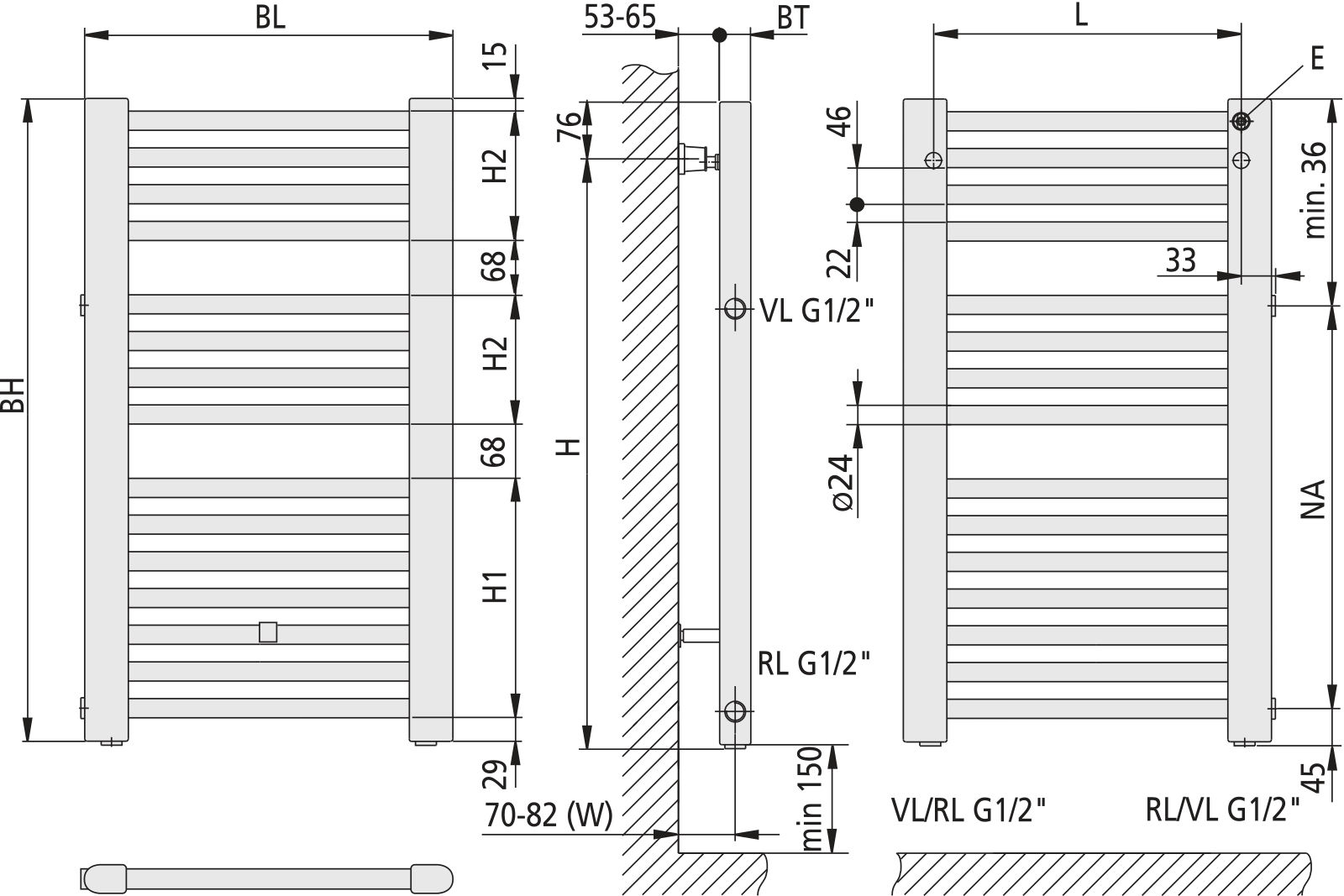 Kermi Basic -D BH 804x35x524mm QN 399, RAL 9016 SG, re., NA 500