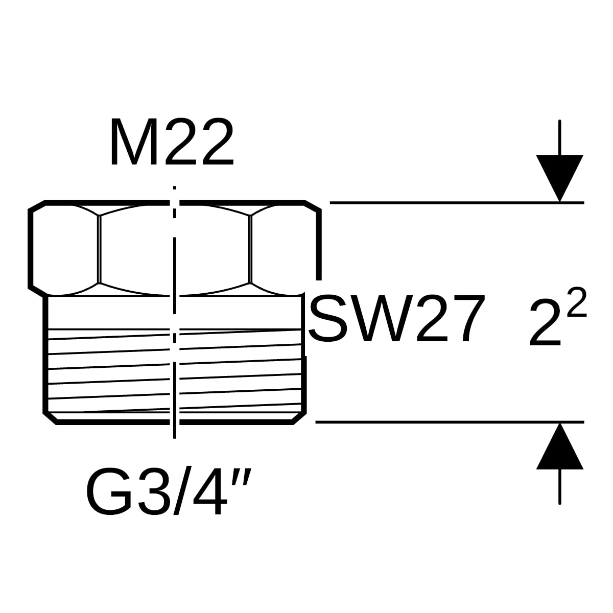 Geberit Übergang Eurokonus mit IG Ms EuG3/4 M22x1,5