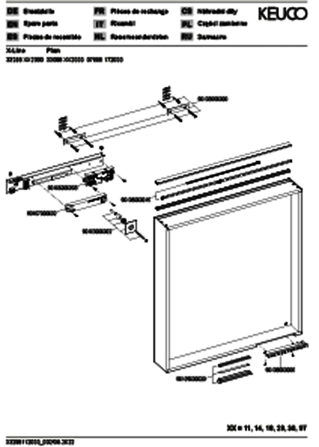 KEUCO Lichtspiegel X-Line 33298, mit Spiegelheizung, weiß, 650x700x105mm