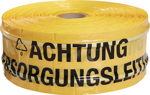 Trassenwarnband Aufdruck Achtung Versorgungsleitung B.150mm L.250m gelb Trassenwarnband Aufdruck Achtung Versorgungsleitung B.150mm L.250m gelb