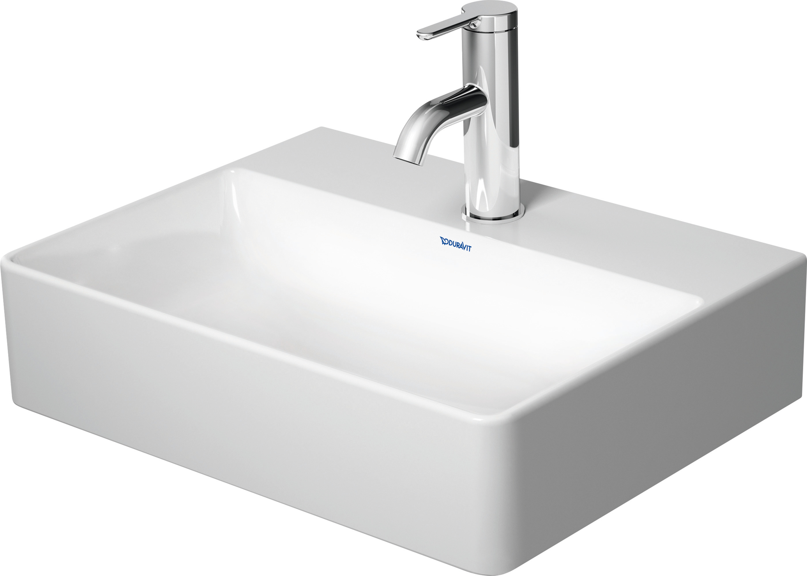 DU Handwaschbecken DuraSquare 450mm o.ÜL, m.HLB, o.HL, weiß