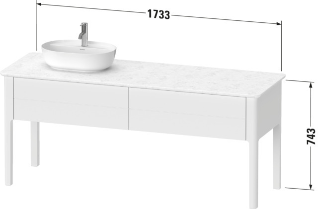 Duravit WTU bodenstehend Luv 743x1783x570mm 2 Auszüge, Siphonausschn. l., Weiß SeM