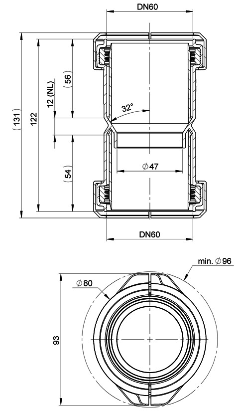 MHG Kupplung flexibel, DN 60 für Abgasleitung Atec