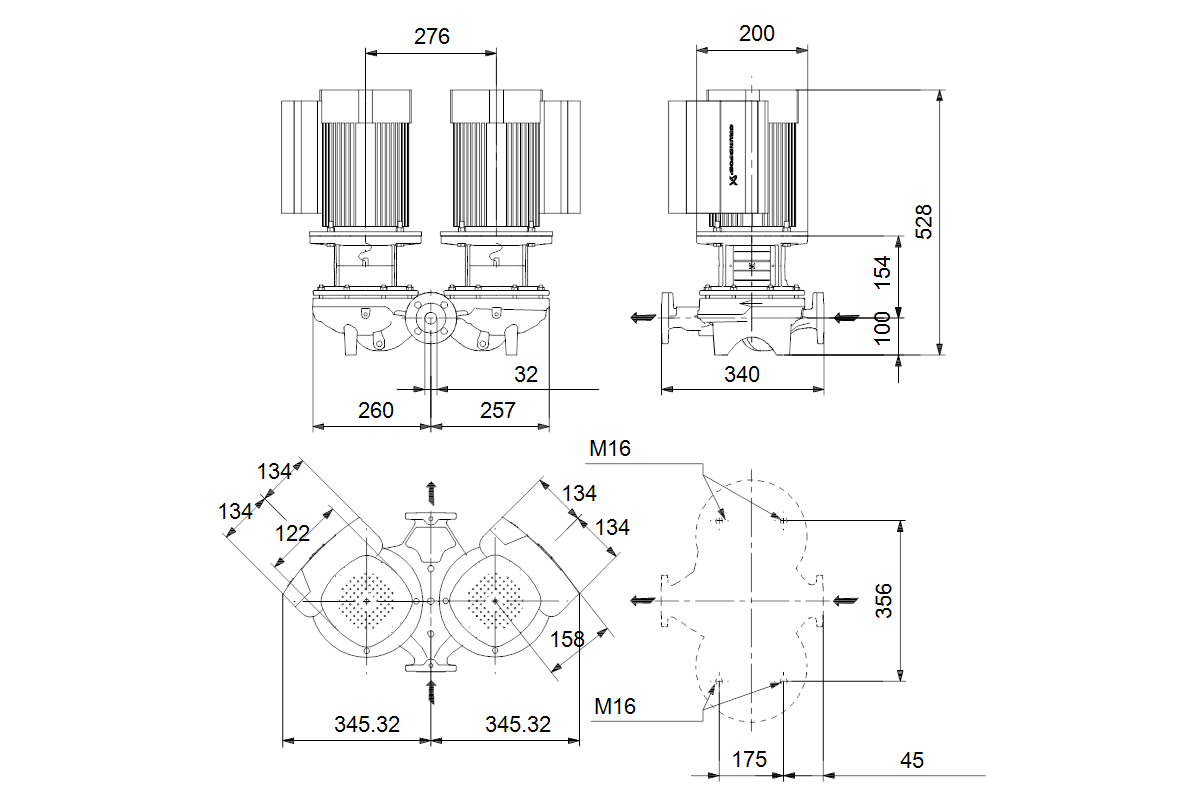 GRUNDFOS Elektr. ger. Trockenläuferpumpe TPED 40-270/2 S-A-F-A-BQQE-HWB
