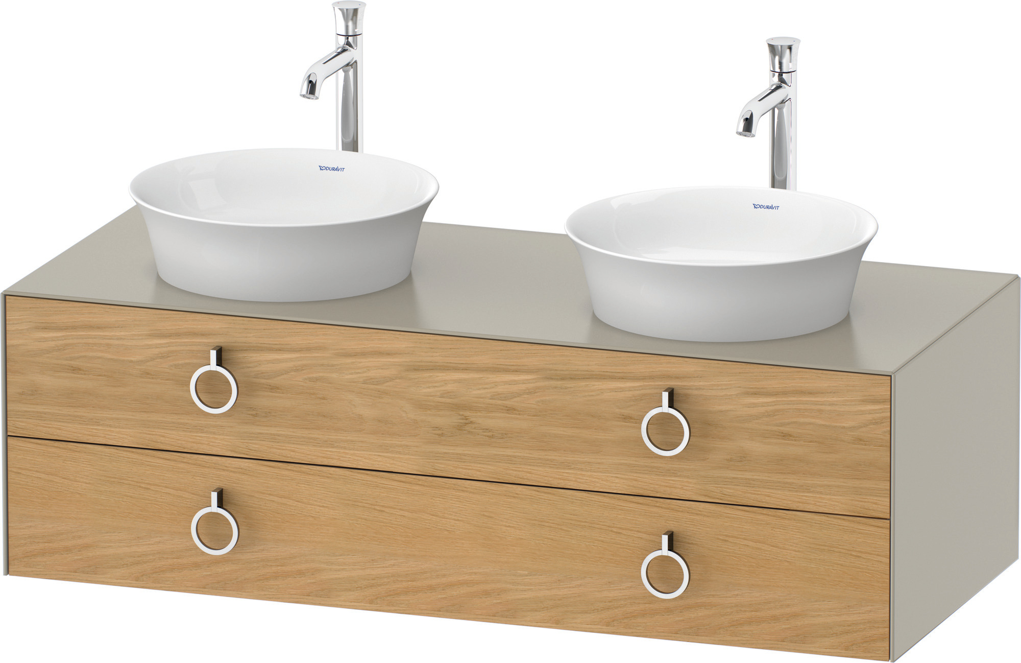 Duravit WTU wandh.White Tulip,2Schk.,m.Griff Aus.b,408x1300x550,Eiche N.M./Taupe Sdm