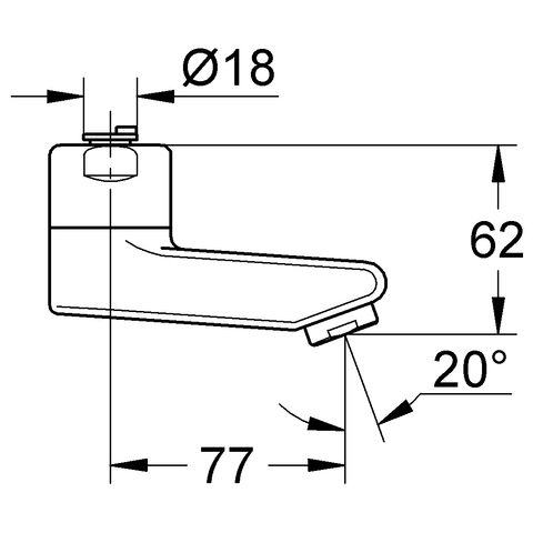 GROHE Auslauf 13080 Ausladung 75mm chrom