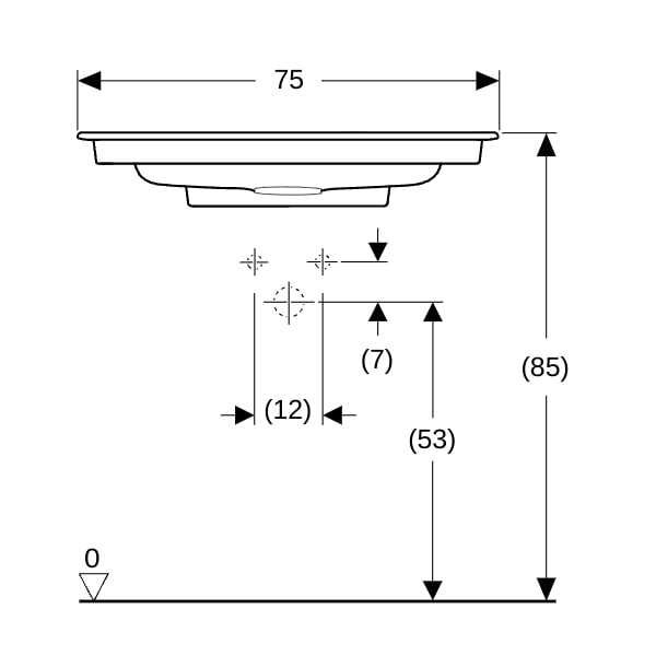 Geberit ONE MWT 75x48cm, CleanDrain m. Hl., o. Ül., weiß, KeraTect/weiß glzd