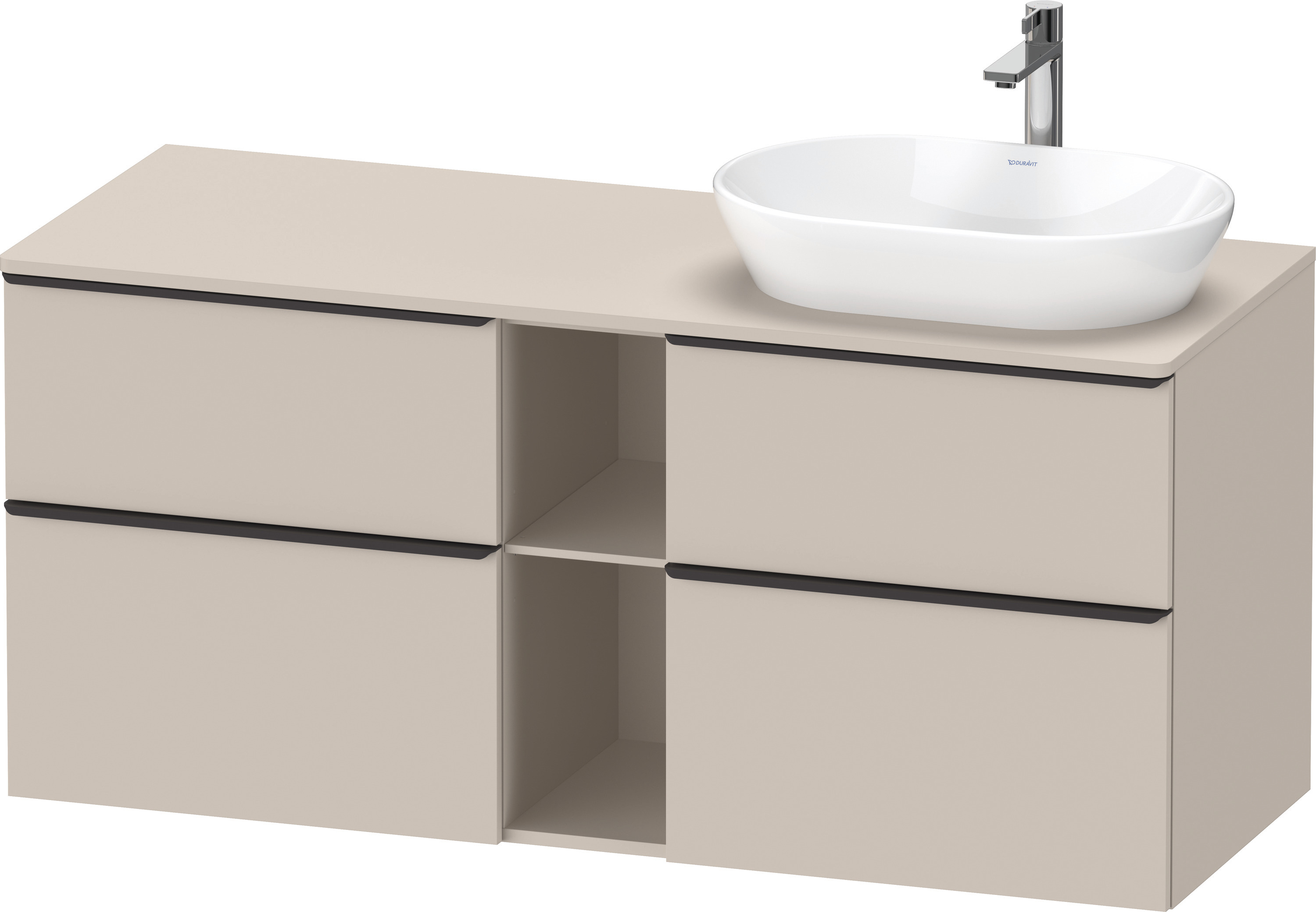 Duravit D-Neo,Kons-WTU,R,AZ:2,SBK:2,Gr:D.Schw 1400x550x644mm,Wandh,Taupe Matt, Dekor