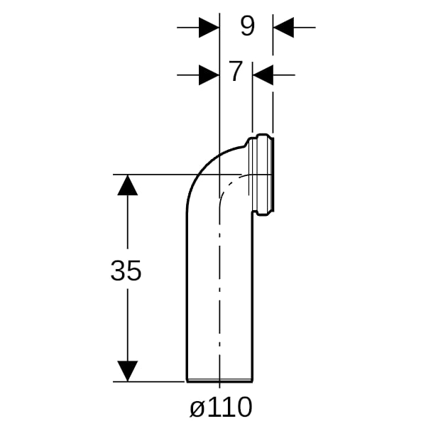 Geberit Anschlussbogen PP 90Gr d90/110
