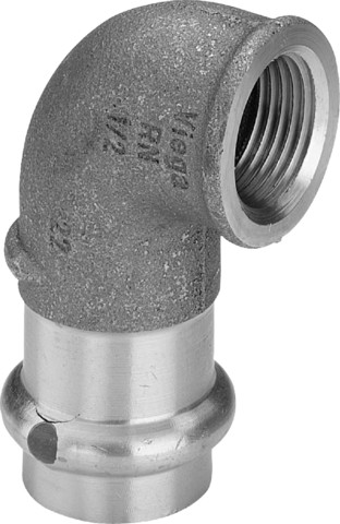 Viega Winkel 90 Grad mit SC Sanpress 2214.2 in 15mm x Rp1/2 Siliziumbronze