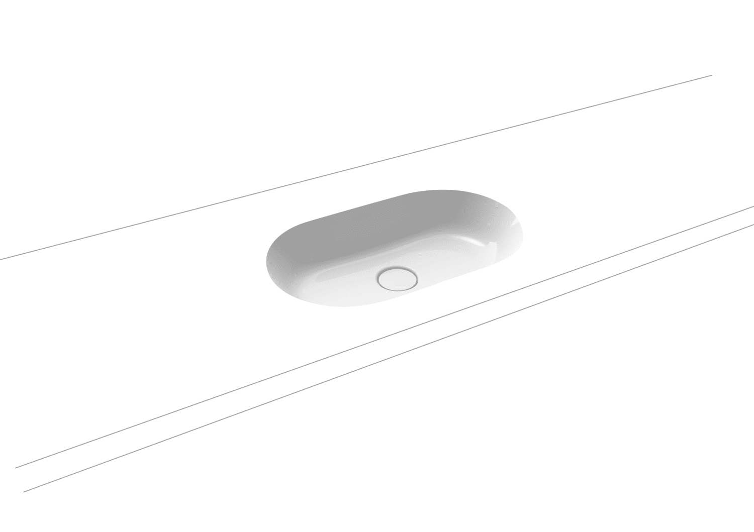 KA WB CENTRO UNTERBAUWASCHTISCH Mod.3059 ,610x380mm,alpinweiß,Perl-Effekt,AD,oÜL