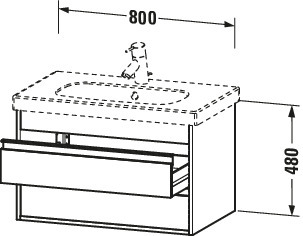 DU WTU wandhängend Ketho 455x800x480mm 2 SchKa, für 034285, graphit matt