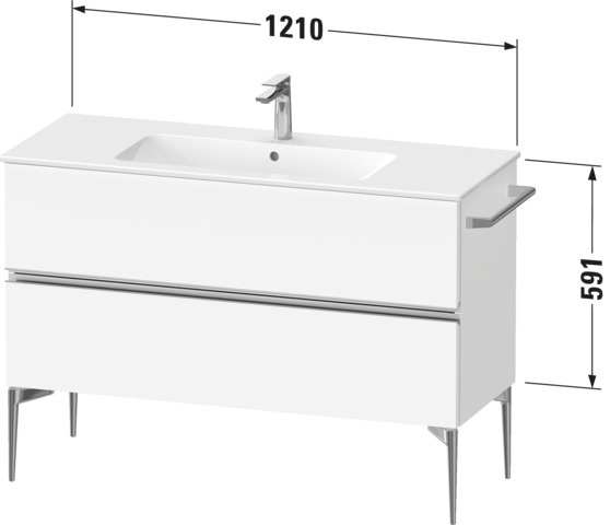 Duravit Sivida WTU 1210x591x477mm,f. Bodenst.,Schubk. 2,Chrom/Weiß Matt