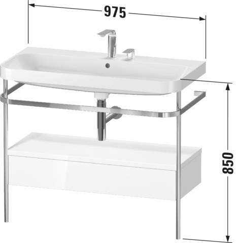 DU Metallkonsole bodenstehend HD2 Plus 850x975x490mm, Weiß Hochglanz, 1 HL