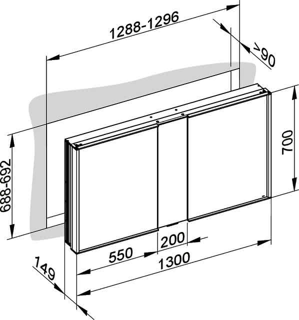 KEUCO Spiegelschrank Royal Match 12815, Wandeinbau, 1300 x 700 x 149 mm