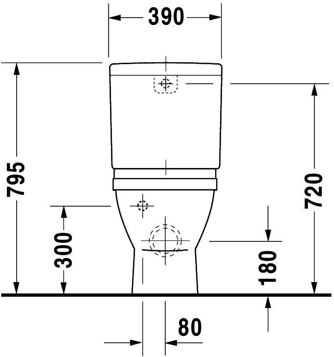 DU Stand-WC Kombi Starck 3 655 mm Tiefspüler,f.SPK,Abg.Vario,weiß,HYG