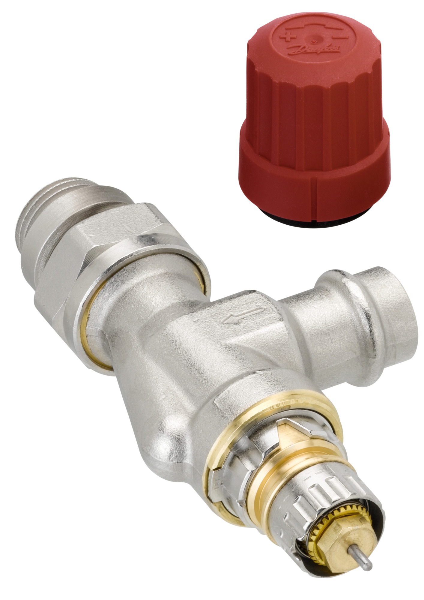 Danfoss Ventilgehäuse RA-N 15 Pressfit R 1/2, UK, matt vernickelt